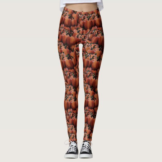Pompoenen Naadloze Patroon Leggings (Voorkant)