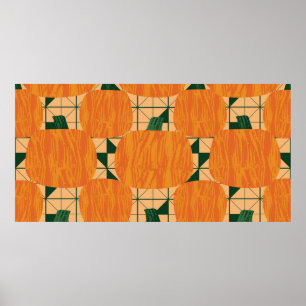 Pompoenen op een geometrische driehoekachtergrond poster