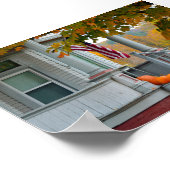 Pompoenen op een Vermont Porch in de herfst. Poster (Hoek)