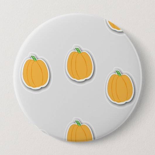 Pompoenen op grijs ronde button 4,0 cm (Voorkant)