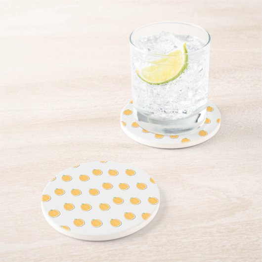 Pompoenen op grijs zandsteen onderzetter (Zijkant)