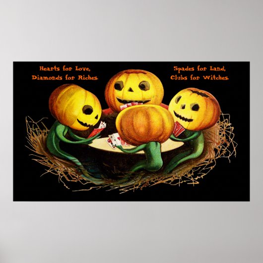 Pompoenen op Kaart Halloween Poster (Voorkant)