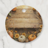 Pompoenen op Rustic Barn Wood Thanksgiving Bedankjes Labels (Achterkant)