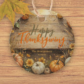 Pompoenen op Rustic Barn Wood Thanksgiving Bedankjes Labels