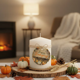 Pompoenen op Rustic Barn Wood Thanksgiving Bedankjes Labels