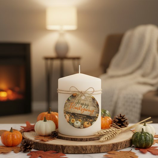 Pompoenen op Rustic Barn Wood Thanksgiving Bedankjes Labels