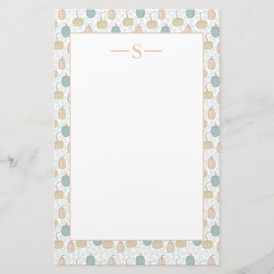 Pompoenen Oranje Blauw Zachte Kleuren Monogram Vin Briefpapier