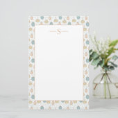 Pompoenen Oranje Blauw Zachte Kleuren Monogram Vin Briefpapier (Staand voorkant)