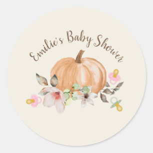 Pompoenen Pacifiers Bloemen Herfst Baby shower Ronde Sticker