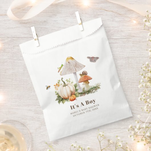 Pompoenen Paddestoel Woodland Insects Boy Baby sho Bedankzakje (Geknipt)