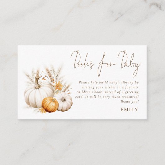 Pompoenen Pampas Boho Script Boeken voor Baby show Informatiekaartje (Voorkant)