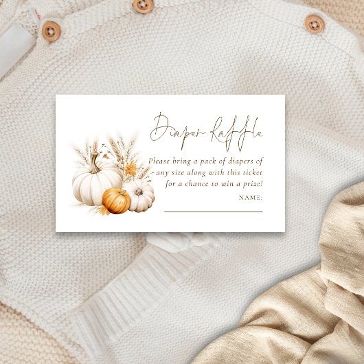 Pompoenen Pampas Luier Raffle Baby shower Informatiekaartje