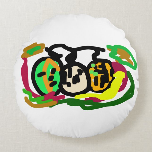 Pompoenen Patch Latte  Rond Kussen (Voorkant)
