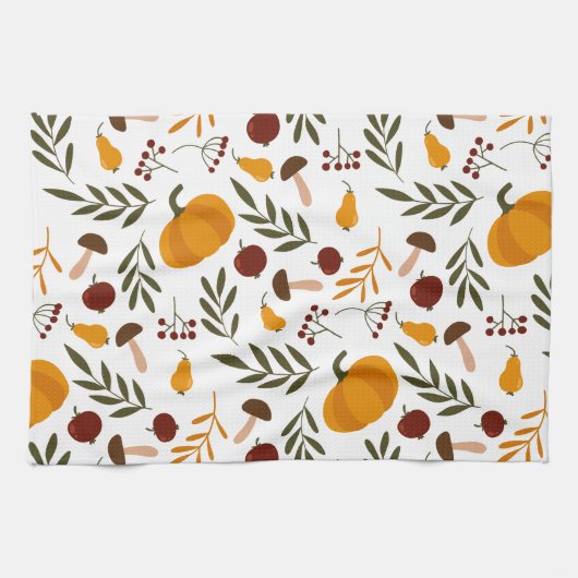 Pompoenen, Pomegranaten en peren Theedoek (Horizontaal)