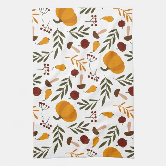 Pompoenen, Pomegranaten en peren Theedoek (Verticaal)