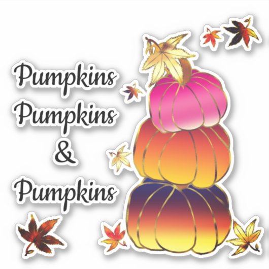 Pompoenen & Pompoenen Gradiënt, Goud, & Folie Text Sticker (Voorkant)