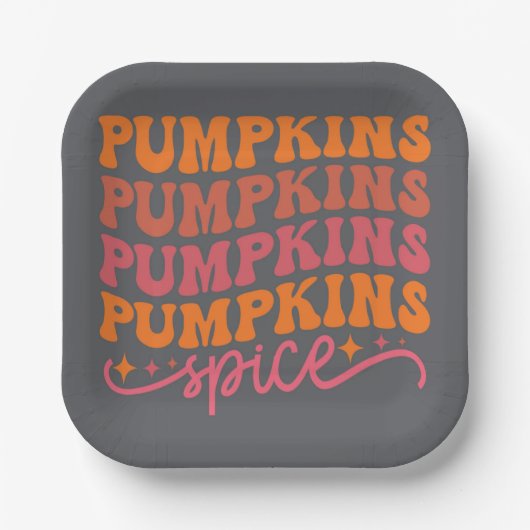 Pompoenen Pompoenen Pompoenen Spice Papieren Bordje (Voorkant)