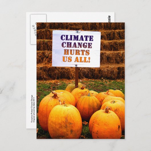 Pompoenen protesteren tegen klimaatverandering briefkaart (Voorkant / Achterkant)