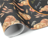 Pompoenen Raccoon aanpassen Tekst en kleur Cadeaupapier (Rol Hoek)