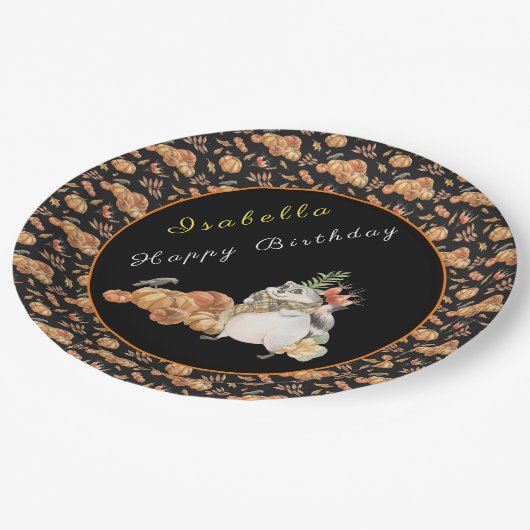 Pompoenen Raccoon aanpassen Tekst en kleur Papieren Bordje (Gekanteld)