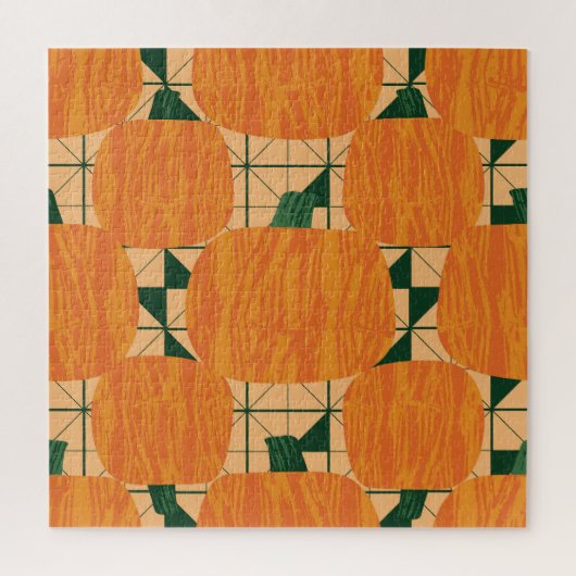 Pompoenen: Retro geometrische driehoek. Legpuzzel (Verticaal)