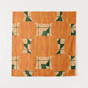 Pompoenen: Retro geometrische driehoek. Wandkleed