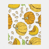 Pompoenen Retro Schets: Thanksgiving Patroon. Fleece Deken (Voorkant)