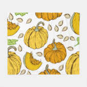 Pompoenen Retro Schets: Thanksgiving Patroon. Fleece Deken (Voorkant (Horizontaal))