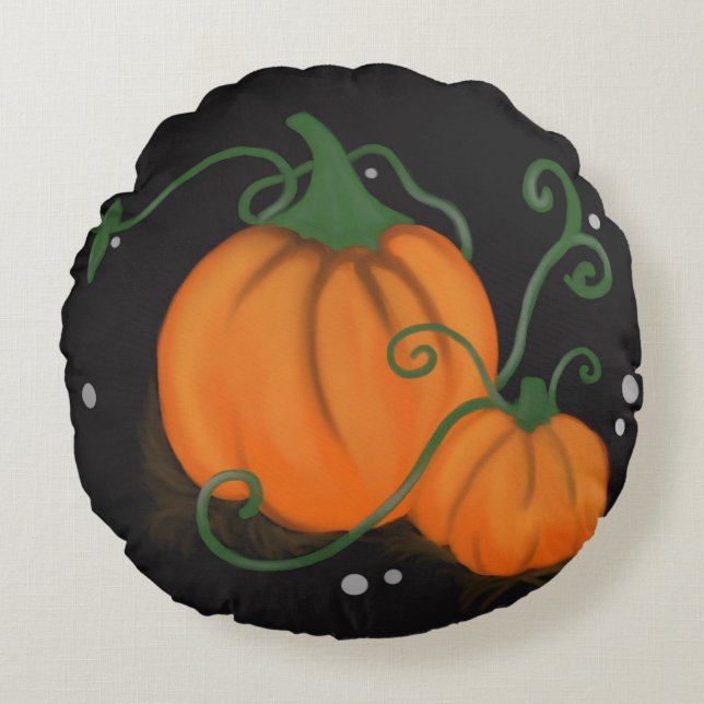 Pompoenen Rond Kussen (Voorkant)