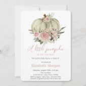 Pompoenen, roze rozen, Waterverf Baby shower Kaart (Voorkant)