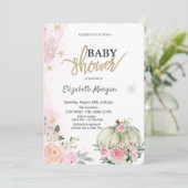 Pompoenen Rozen Polka Dots, Snowflakes Baby shower Kaart (Staand voorkant)