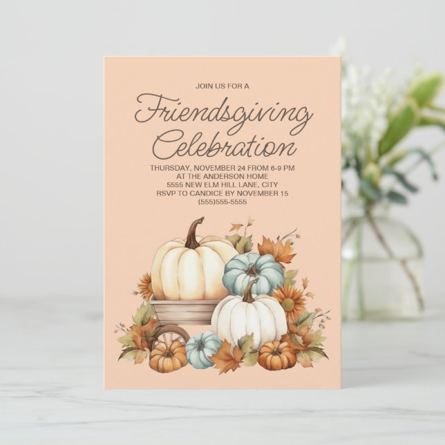 Pompoenen Rustic Boho Oogst Friendsgiving (Staand voorkant)