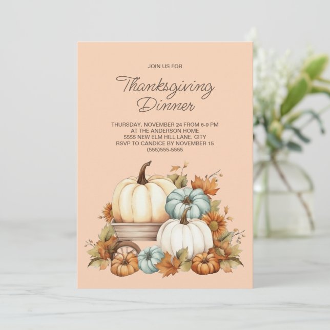 Pompoenen Rustic Boho Oogst Thanksgiving Diner (Staand voorkant)