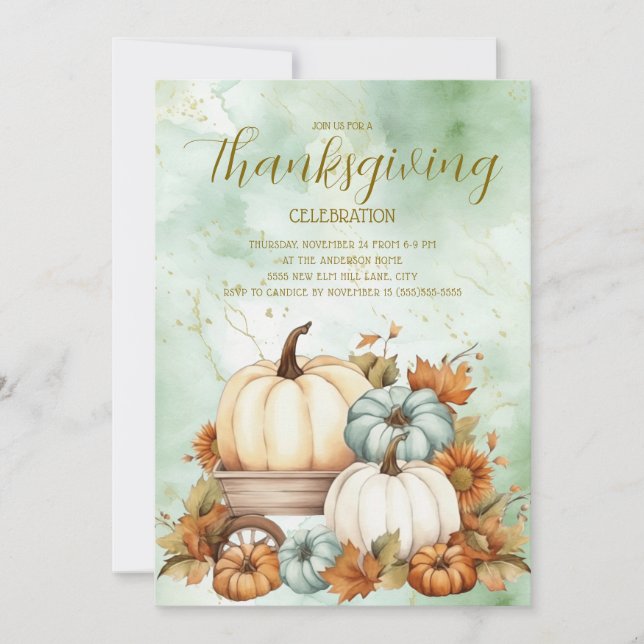Pompoenen Rustic Salie Groen Wit Thanksgiving  (Voorkant)