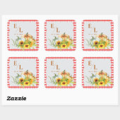 Pompoenen Rustieke Herfst Monogram Huwelijksenvelo Vierkante Sticker (Vel)