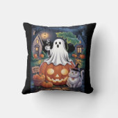 Pompoenen Sale & Cafeïne Ghost & Cat Sierkussen (Achterkant)