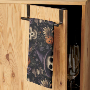 Pompoenen Schedels Bloemen Halloween  Theedoek