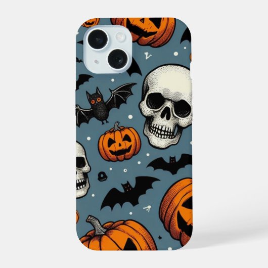 Pompoenen & Schedels iPhone 15 Case (Achterkant)