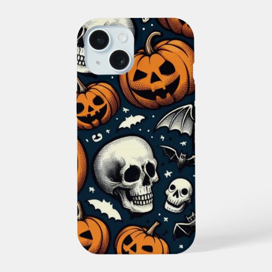 Pompoenen & Schedels iPhone 15 Case (Achterkant)