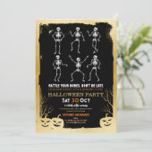 Pompoenen Skelet Halloween Botten Feest Kaart (Staand voorkant)