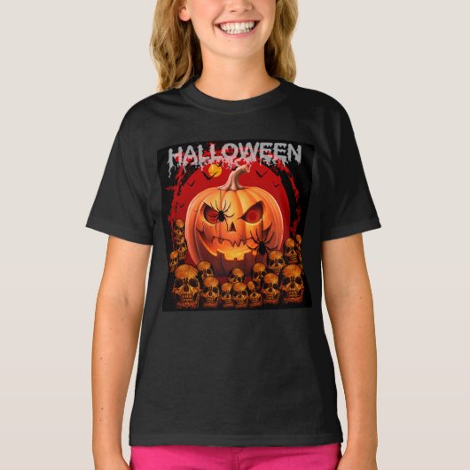 POMPOENEN SKELETTEN HALLOWEEN  T-SHIRT (Voorkant)