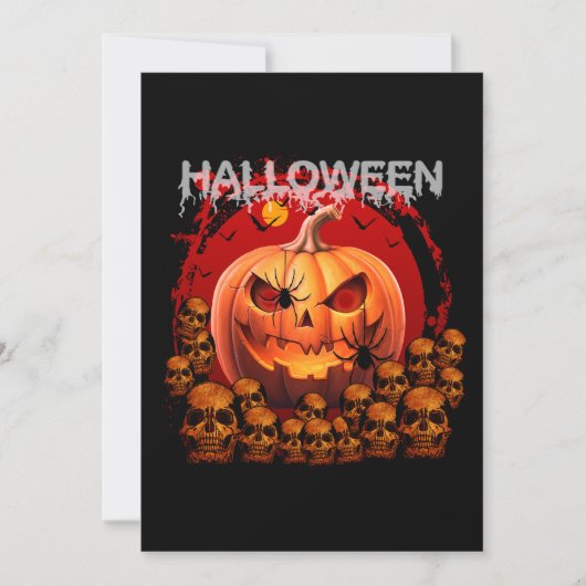 POMPOENEN SKULLS SKELET HALLOWEEN KAART (Voorkant)