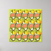 Pompoenen, Soep en Gestreepte Achtergrond Canvas Afdruk (Voorkant)