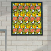 Pompoenen, Soep en Gestreepte Achtergrond Klein Poster