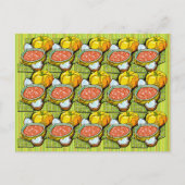 Pompoenen, soep en gestripte achtergrond briefkaart (Voorkant)