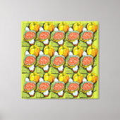 Pompoenen, soep en gestripte achtergrond canvas afdruk (Voorkant)