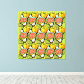 Pompoenen, soep en gestripte achtergrond canvas afdruk (Insitu (Houten vloer))