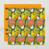 Pompoenen, soep en gestripte achtergrond kaart (Voorkant / Achterkant)