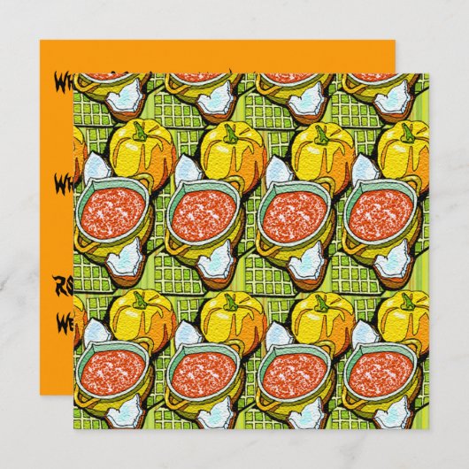 Pompoenen, soep en gestripte achtergrond kaart (Voorkant / Achterkant)