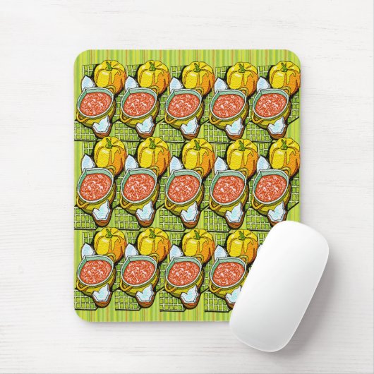 Pompoenen, soep en gestripte achtergrond muismat (Met muis)